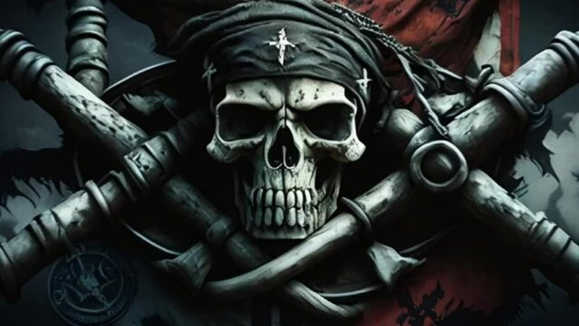 skull pirate with sword emblem