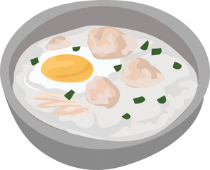 Pork congee on a transparent background.
