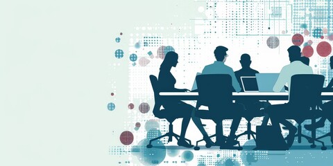 A group of people sitting at a table with laptops. Concept of collaboration and productivity