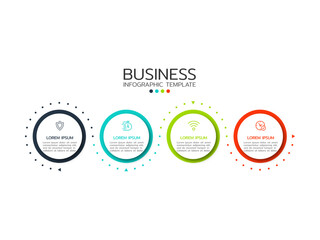 Business Infographic template. Time line design with numbers 4 options or steps and icons.