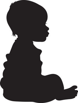 recommend clip art: baby sit silhouette vector black on white background