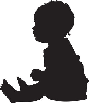 recommend clip art: baby sit silhouette vector black on white background