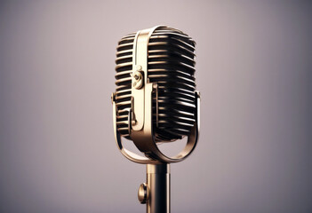 Fototapeta premium minimal translation podcast concept recording design rendering 3d voice Retro microphone icon mic audio broadcast advertising conversation entertainment graphic live music