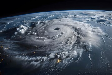 Satellite View of Hurricane From Space. Generative AI