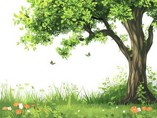 Fototapeta na wymiar background, Resting under the shade of a tree, in the style of animated illustrations, background, text-based 