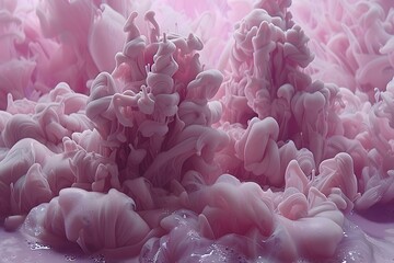 Close Up of Pink Substance Dissolving in Water. Generative AI