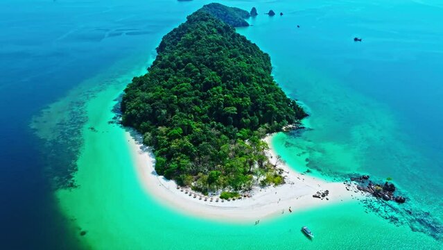 Aerial view of the islands, Andaman Sea, natural clear blue water. Tropical sea, beautiful scenery of the island. The island sali in Myanmar,	