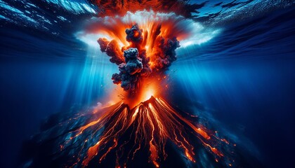 Explosion of an underwater volcano
