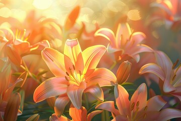 Vibrant Lilies Glowing in a Dense Cluster Under the Ethereal Daylight