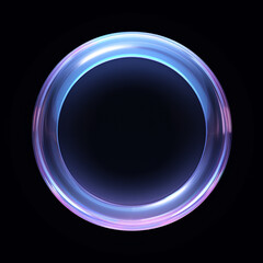 Fototapeta premium circle shape, crystal clear, glass look, little bit purple shades, black background сreated with Generative Ai