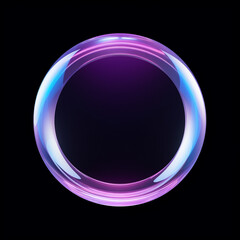 Obraz premium circle shape, crystal clear, glass look, little bit purple shades, black background сreated with Generative Ai
