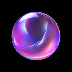 circle shape, crystal clear, glass look, little bit purple shades, black background сreated with Generative Ai