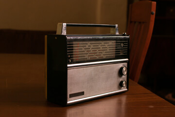 old vintage radio on the table