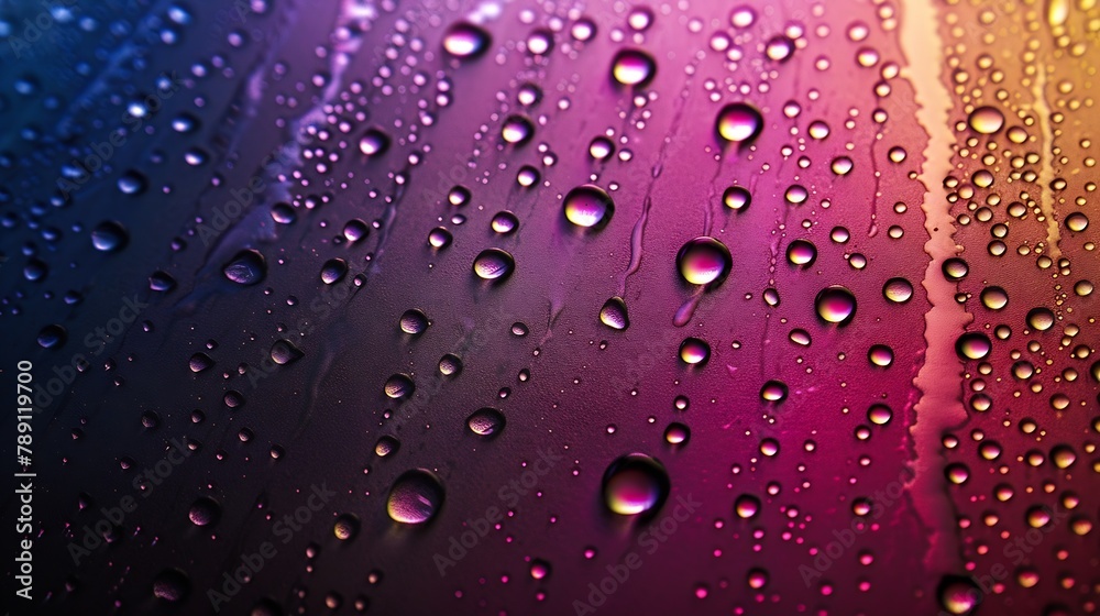 Aufkleber water drops on color background top view : generative ai