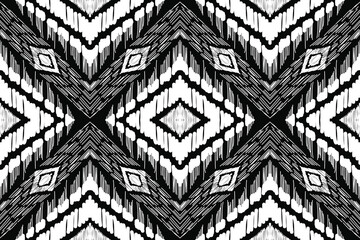 Seamless ethnic abstract pattern with black and white color, Thai style ,design for fabric and printing business - obrazy, fototapety, plakaty