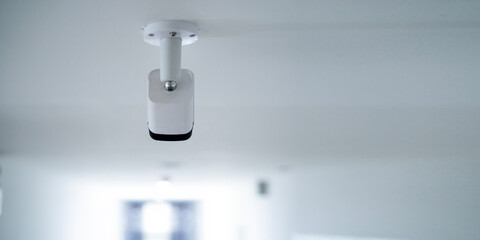 IP CCTV camera on white background with home security system concept.