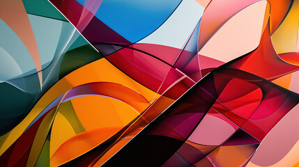 horizontal colourful glowing abstract layers and shapes background