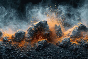 Capturing the raw power of nature, this image shows the contrast between the hot molten lava and cooler surrounding rocks