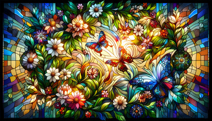 Stained glass spring nature
