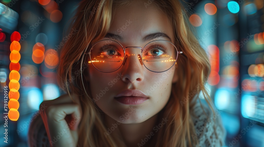 Aufkleber A female engineer in a data center is responsible for analyzing and improving data storage systems, developing strategies to ensure data reliability and availability in cloud storage.