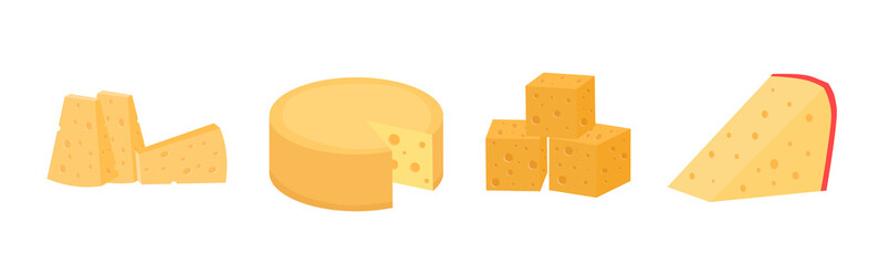 PNG, Set of cheese wheels and slices isolated on a white background. Various types of cheese. Modern flat style realistic icons. Fresh parmesan or cheddar. Vector illustration