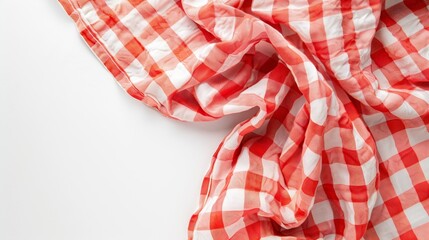 Kitchen table cloth Cooking towel isolated on white background Top view flat lay with copy space : Generative AI