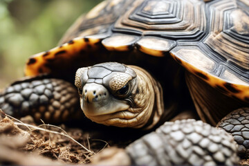 Naklejka premium white closeup isolated tortoise claw muzzle profile creep leg whole studio wildlife crawling crawl slow turtle asian paw reptile pet foot