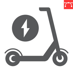 Electric scooter glyph icon, ecology and transport, ecological transport vector icon, vector graphics, editable stroke solid sign, eps 10. © amin268