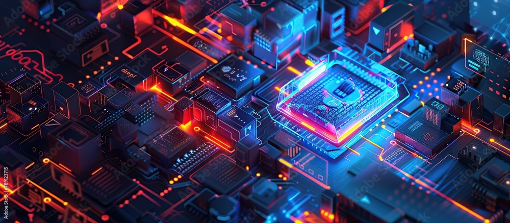 Aufkleber technology security concept on electronic circuitry background. cyber security concept.