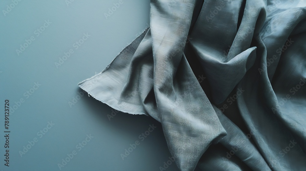 Poster top view with gray kitchen napkin isolated on table background Folded cloth for mockup with copy space Flat lay Minimal style : Generative AI