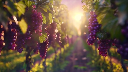 Golden Grapes: Sunlit Splendor in the Vineyard