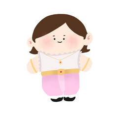 Cartoon character in thai traditional dress