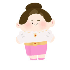 Cartoon character in thai traditional dress