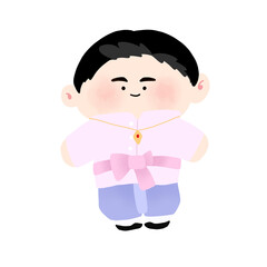 Cartoon character in thai traditional dress