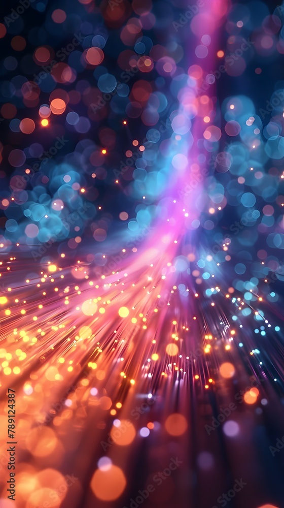 Sticker vibrant fiber optic lights representing data speeds and network efficiency radiant abstract backgrou