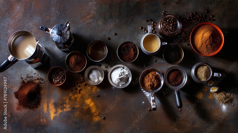 Poster ingredients for making coffee different ways to make coffee geyser moka maker clay and metal cezve m