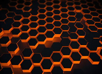 Abstract Hexagon Design with Dynamic Blending and Fading in a High-Tech AI-generated Background - obrazy, fototapety, plakaty