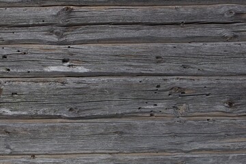 Closeup of old log wall texture.