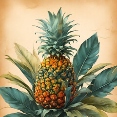 pineapple on parchment paper background