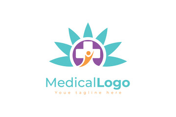 Medical People Flower Health Logo Vector Design Template. Symbol  People Medical Logo Health Design 