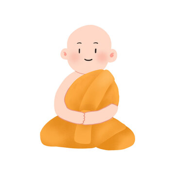 cartoon monk sitting orange robe clip art preview