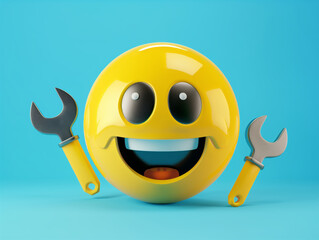 Smilie face emoji engineer 3d render happy - obrazy, fototapety, plakaty