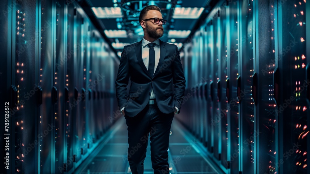 Poster A business analyst in a data center uses advanced methods and tools for data analysis, which helps in making informed decisions and optimizing business processes.