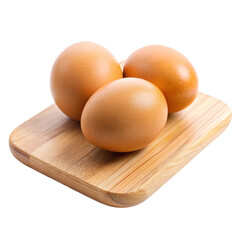 Egg on wooden cutting isolated on transparent background
