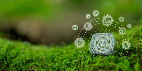 Sustainable business value chain concept. LCA, Life cycle assessment . Positive environmental...