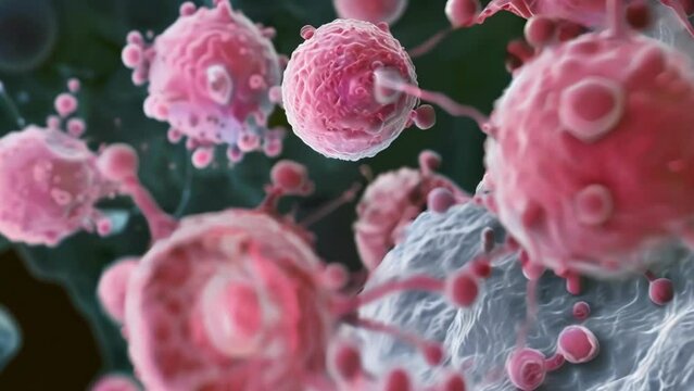 An image of a neutrophil releasing its granules to attack and destroy a of harmful pathogens. The granules can be seen as small dots . AI generation.