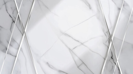 Silver Geometric Lines on Marble Background - obrazy, fototapety, plakaty