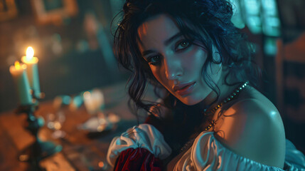 Pretty female bartender in a tavern