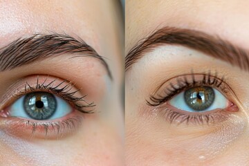 Before and after eyebrow shaping close-up: Clear view on transformation and beauty enhancement