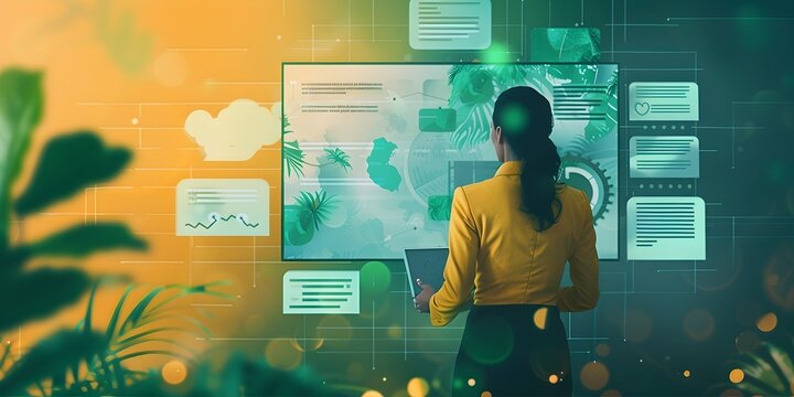 Visionary Business Leader Guiding Remote Team Through Cutting Edge Digital Training Platform Exemplifying Effective Virtual and Productivity